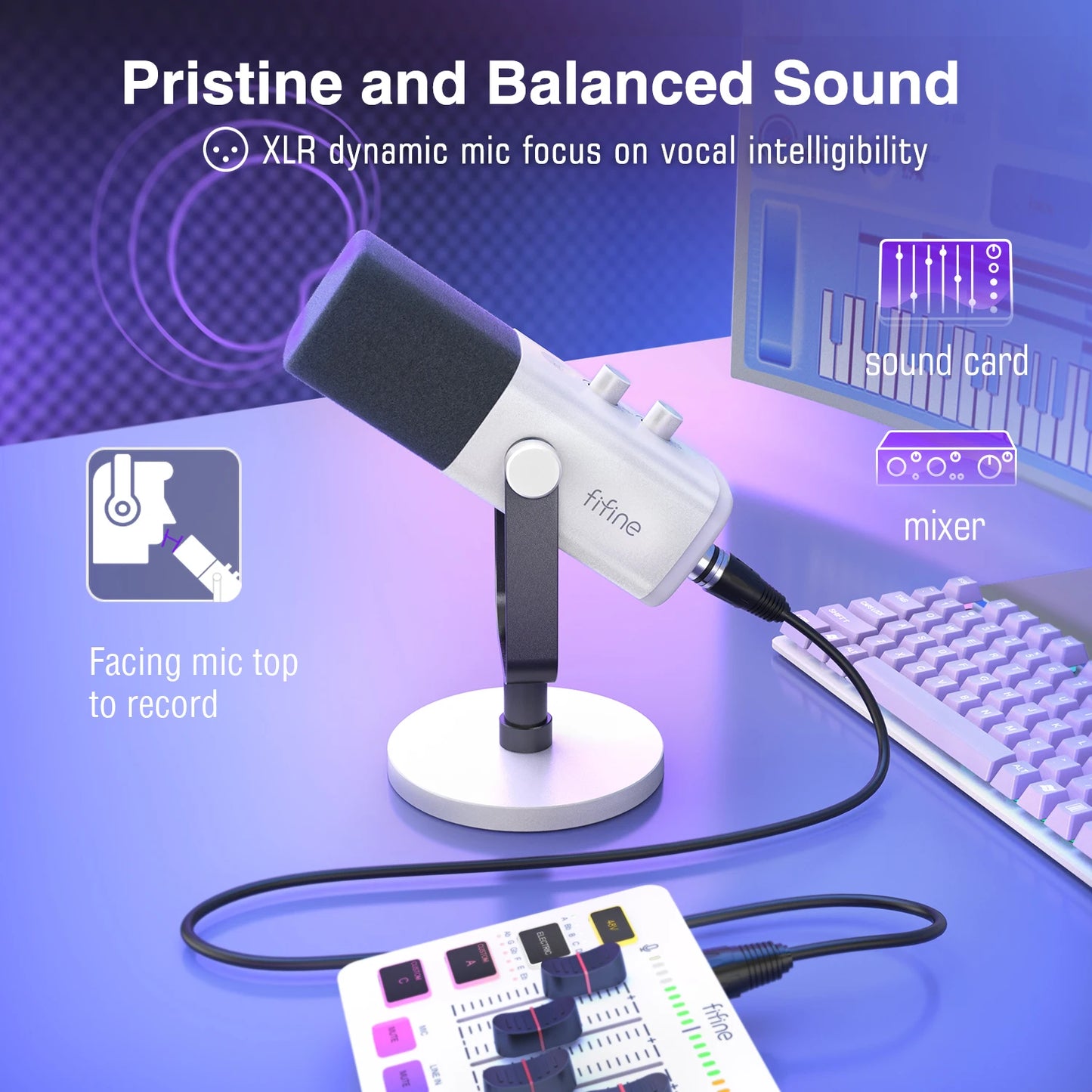 FIFINE Dynamisk Mikrofon med XLR/USB för Streaming och Inspelning
