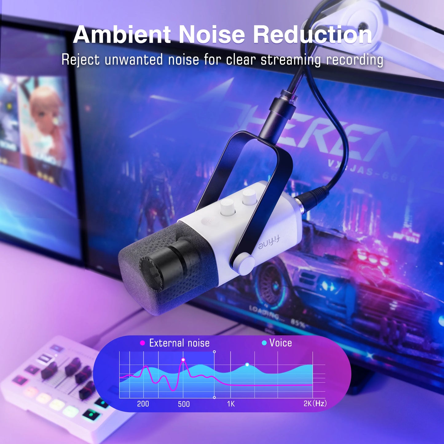 FIFINE Dynamisk Mikrofon med XLR/USB för Streaming och Inspelning