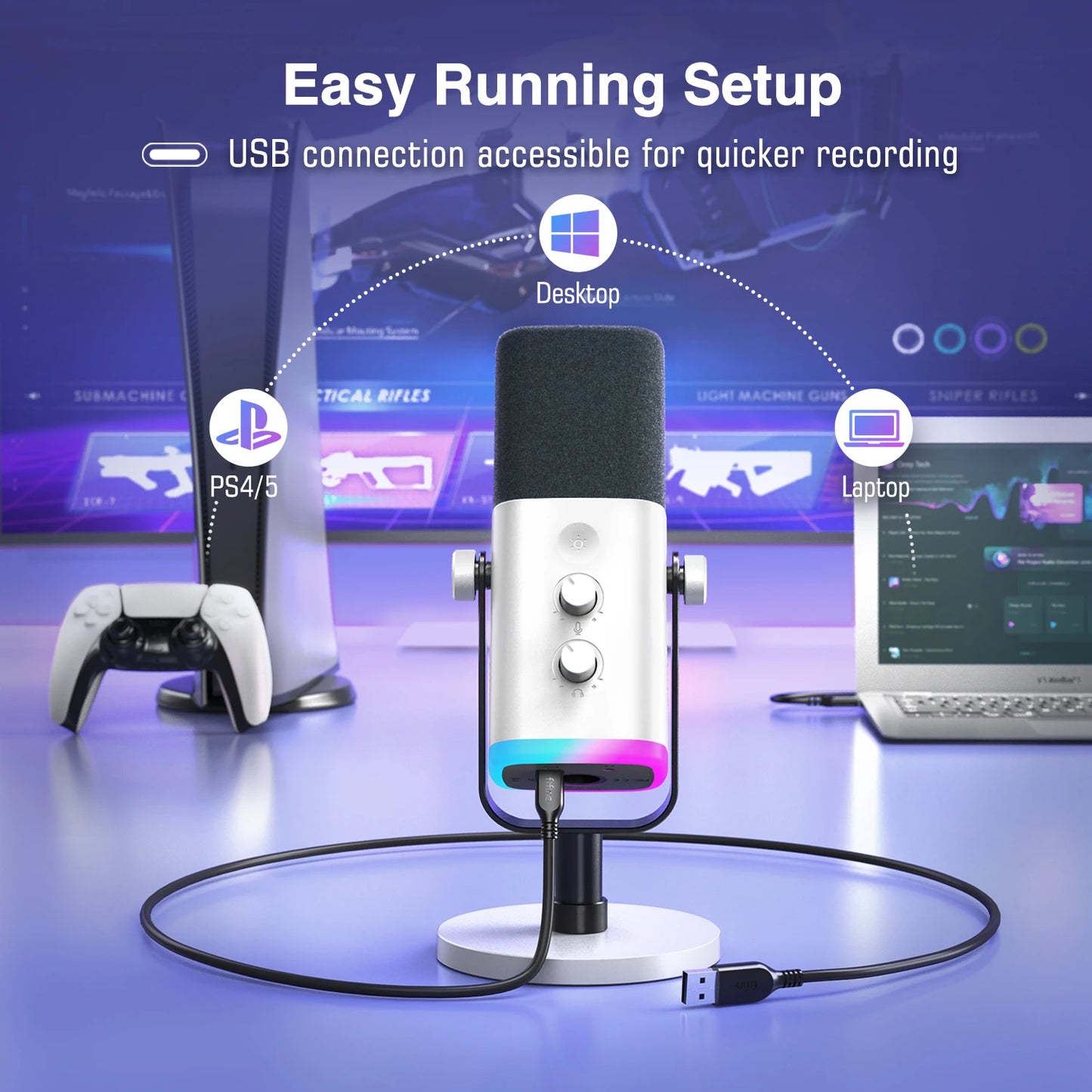 FIFINE Dynamisk Mikrofon med XLR/USB för Streaming och Inspelning