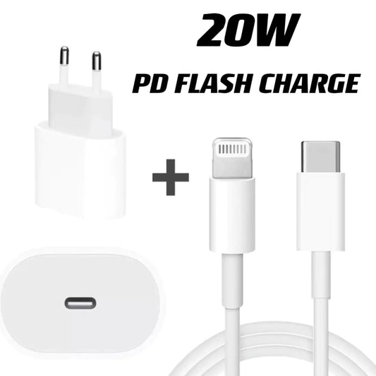 20W USB-C Strömadapter och Kabel för iPhone